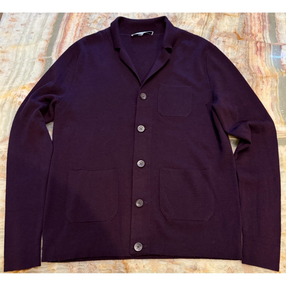 Mr Turk‎ Mens Cardigan Sweater Dark Purple Retro Inspired Classic Outdoor Large